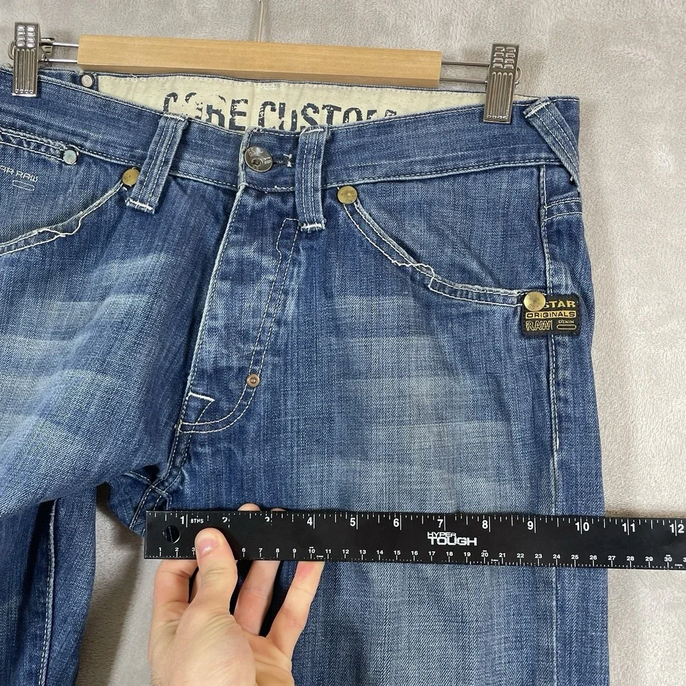 G-Star Raw Blue Jeans Core Custom Mens 32x30 Y2K VTG Distressed Stash Pocket